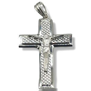 S925 Rhodium Finish over Real 925 Sterling Silver Crucifixion Cross.